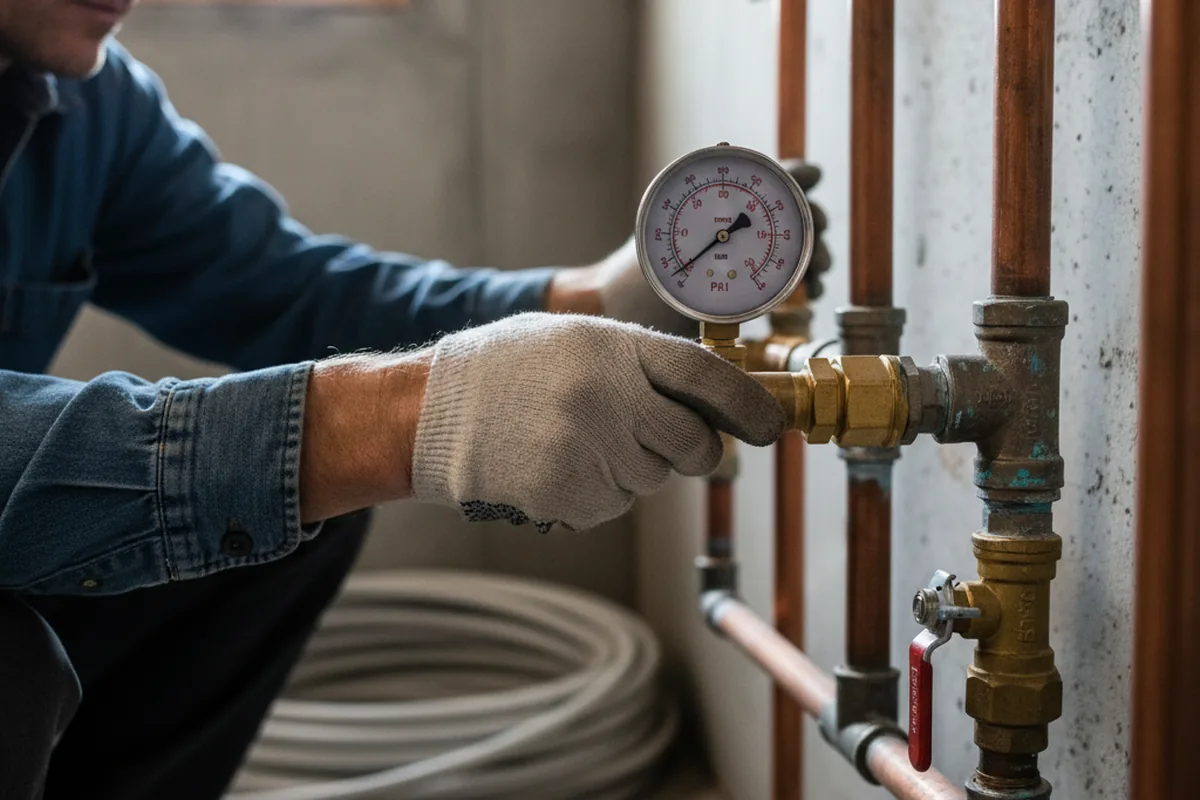 Pressure testing a repaired line during Water Line Repair in Breckenridge